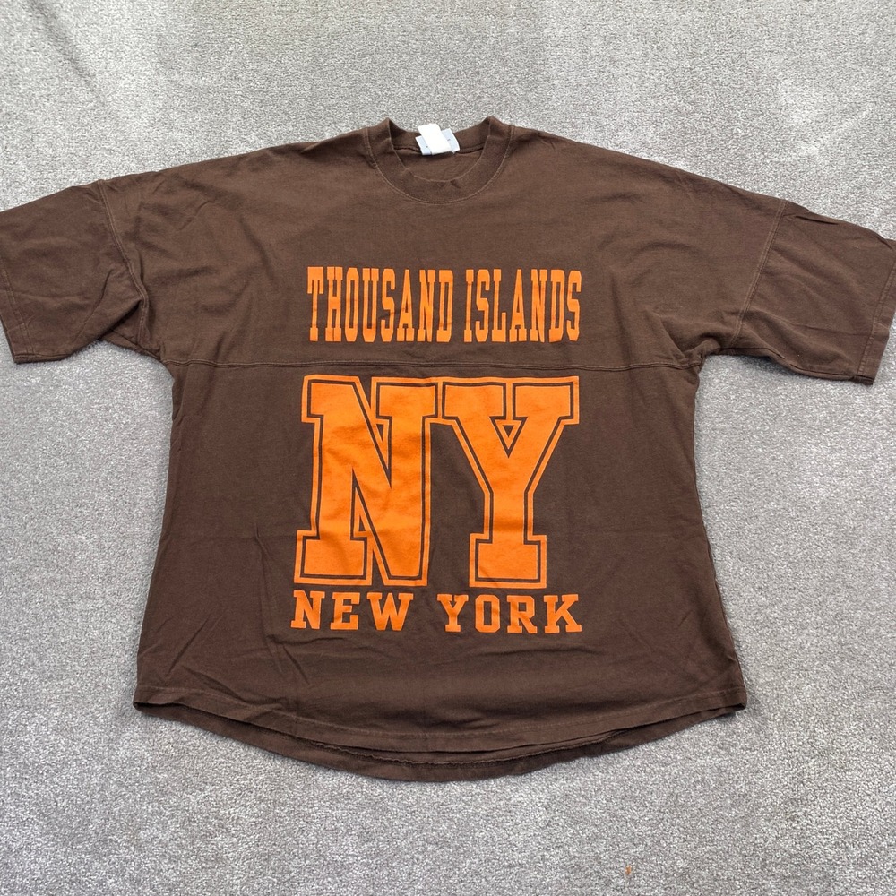 Sherry Resortwear Spirit Jersey T-Shirt Mens Large Brown Thousand Islands NY Tee